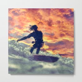 Surfing Metal Print | Surfboard, Painting, Waves, Action, Adrenaline, Collage, Surfing, Sports, Photo, Digitalpainting 