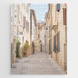 Street In Ménerbes, France | French Provence Travel Photography Art Print | Pastel Color Architecture Photo Jigsaw Puzzle