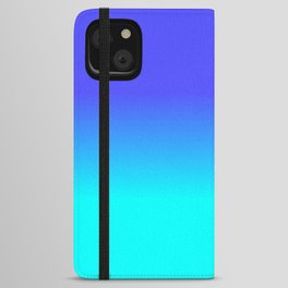 Neon Blue and Bright Neon Aqua Ombré Shade Color Fade iPhone Wallet Case