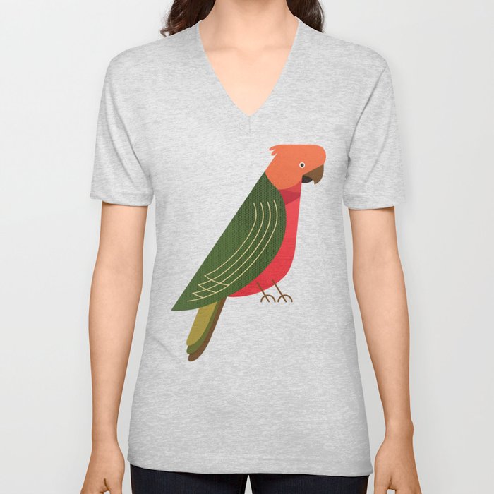 Whimsy Australian King Parrot V Neck T Shirt