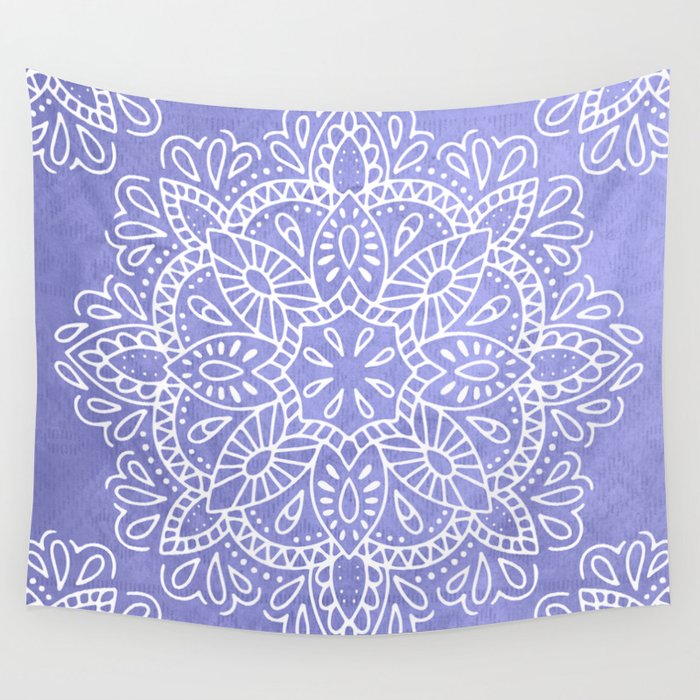 Very Peri 2022 Color Of The Year Violet Periwinkle Lace Mandala Wall Tapestry