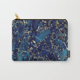 Dark blue stone marble abstract texture with gold streaks Carry-All Pouch