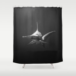 Hammerhead Shark (Black and White) Shower Curtain