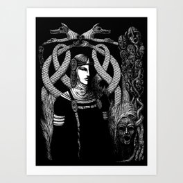 Nordic Goddess Hel in Black Art Print