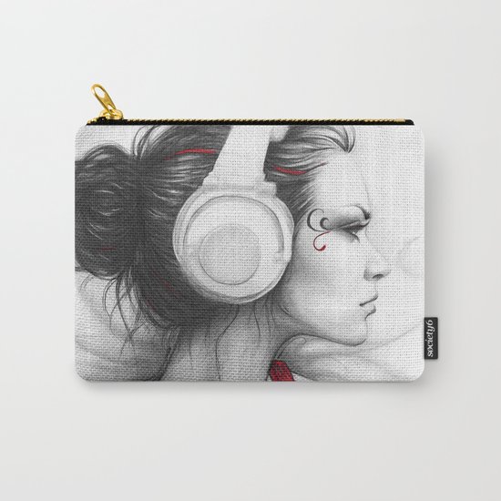 I Love Music | Girl in Headphones Carry-All Pouch