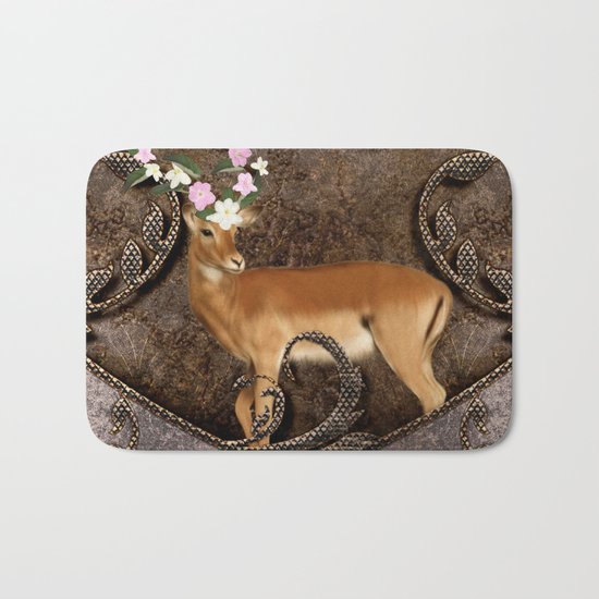 Wonderful antelope with flowers Bath Mat