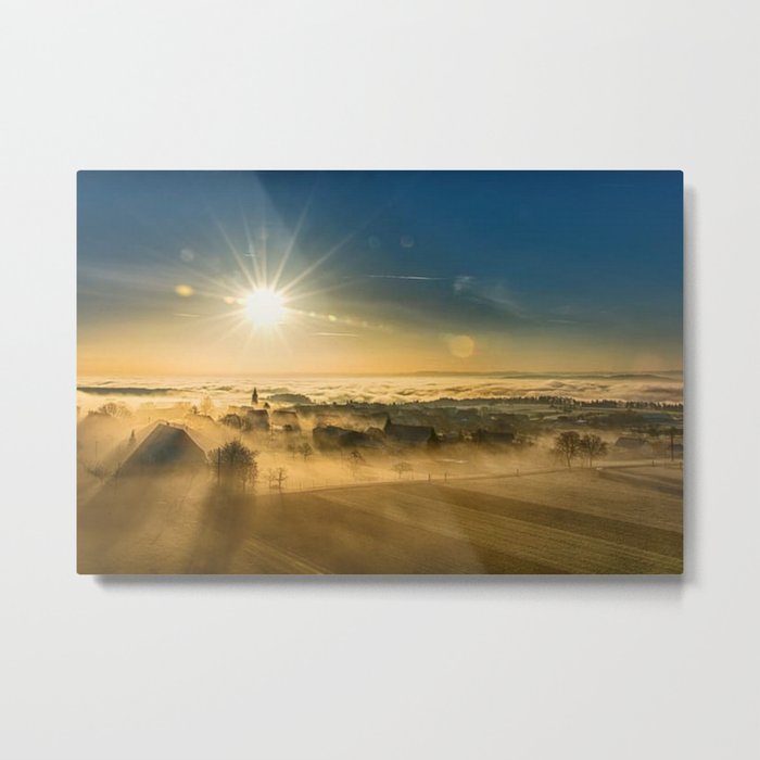 Dawn & Fog Over New England landscape photograph Metal Print