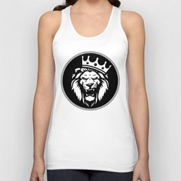 The roaring wild lion king in the crown Unisex Tank Top