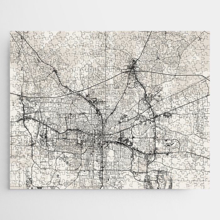 USA, Tallahassee Black&White City Map Drawing Jigsaw Puzzle