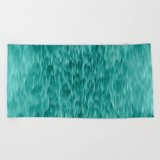 mint abstract rain Beach Towel
