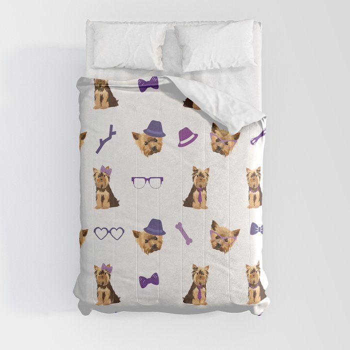 Yorkshire Terrier Pattern Purple Comforter