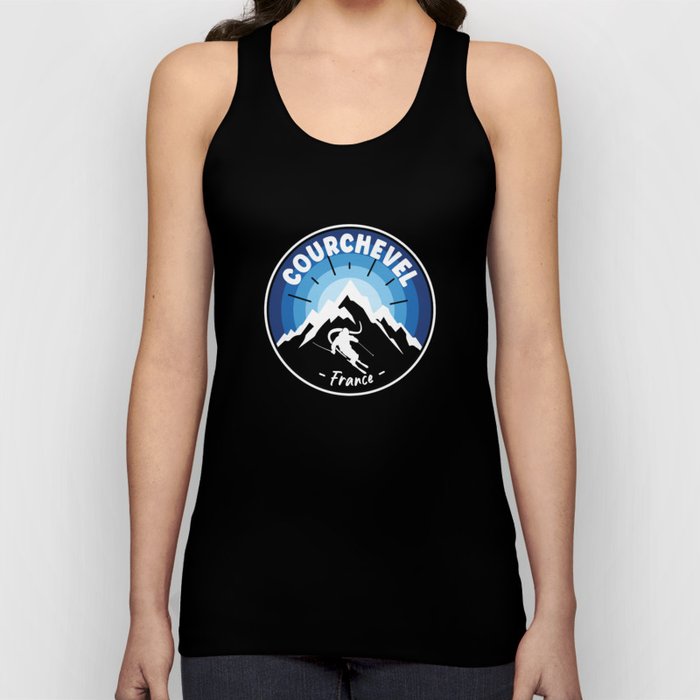 Skiing In Courchevel France Blue Tank Top