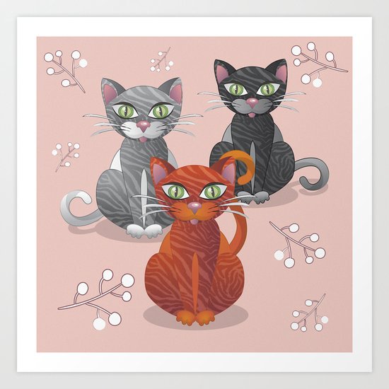 Three nice tiger cats Art Print