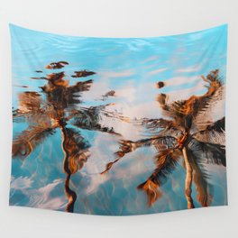 Tropical Heaven - Palm Tree Beach Reflection  Wall Tapestry