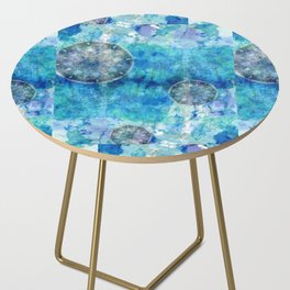 Crystal Vision - Blue And Gray Abstract Mandala Art Side Table