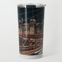Brooklyn Bridge and Manhattan skyline in New York City Travel Mug