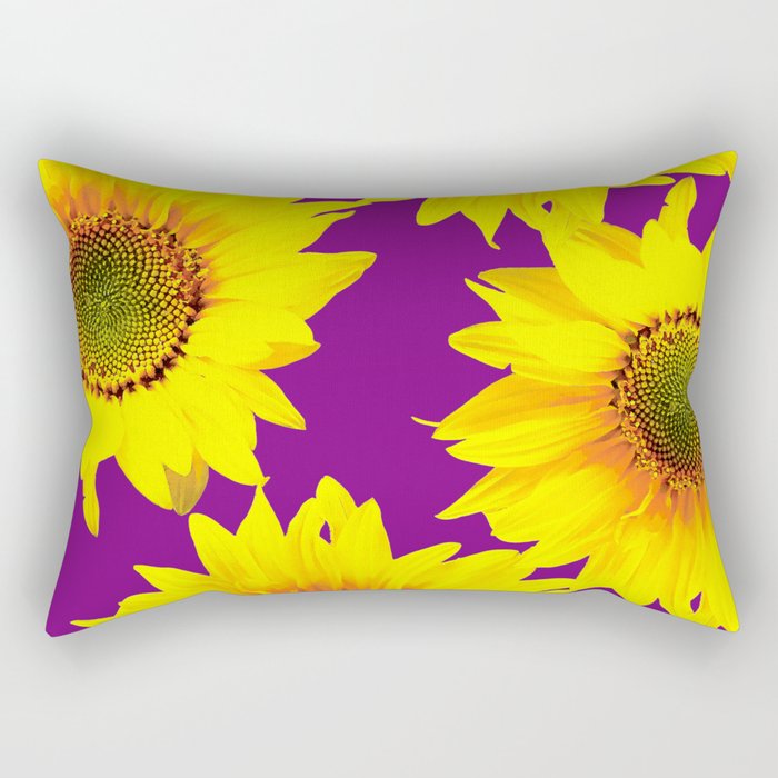 Sunflowers on a purple background - summer mood #decor #society6 #buyart Rectangular Pillow