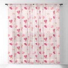 Valentine's Day Heart Balloons Pattern Sheer Curtain