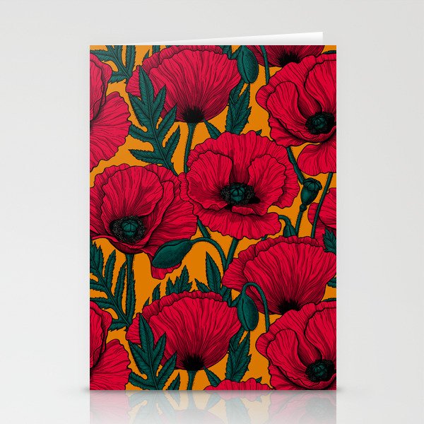 Red poppy garden    Stationery Cards