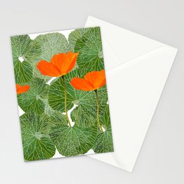 Orange Poppy Flowers Green Large Leaf #decor #society6 #buyart Stationery Card
