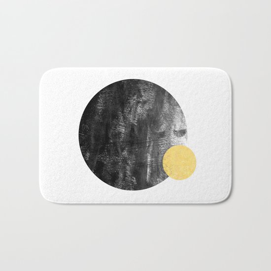 Ripley - abstract marble texture india ink painting minimal white and black with gold canvas art Bath Mat