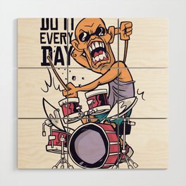 Drummer Cartoon Quote Wood Wall Art