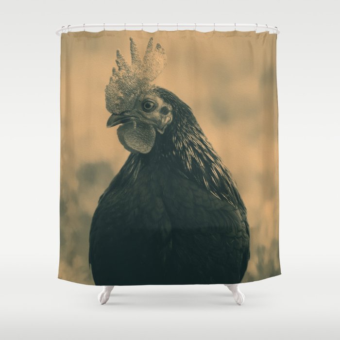 Rooster in Sepia Shower Curtain