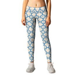 Floral vintage ornament pattern in blue Leggings