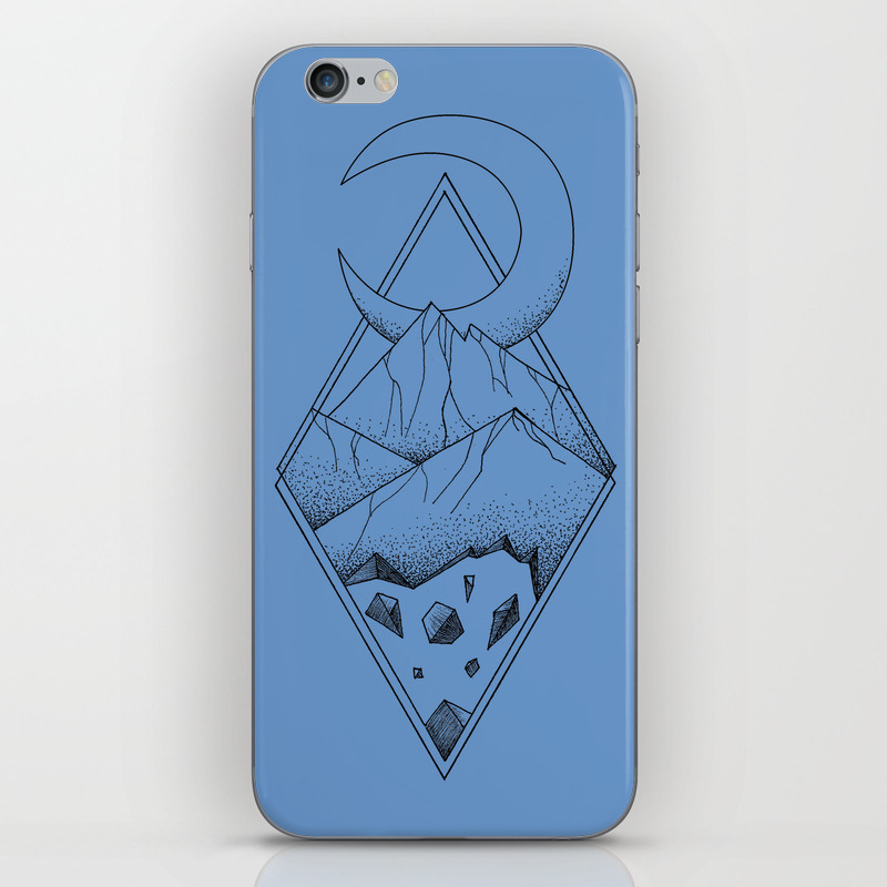 Geometric mountain in a diamonds with moon (tattoo style - black and white)  iPhone Skin by Beatrizxe | Society6