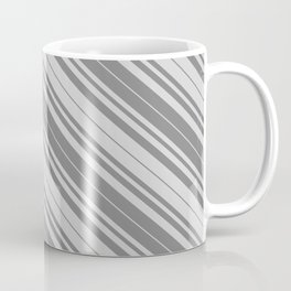 [ Thumbnail: Gray & Light Grey Colored Lined Pattern Coffee Mug ]