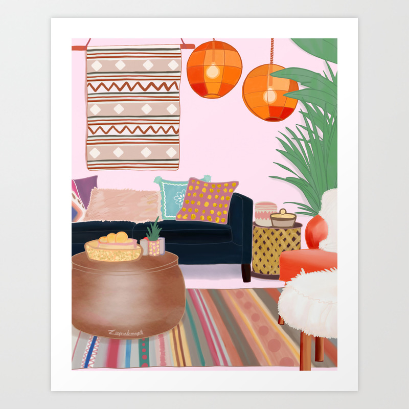 Bohemian Living Room Art Print By Zaynabmuglx Society6