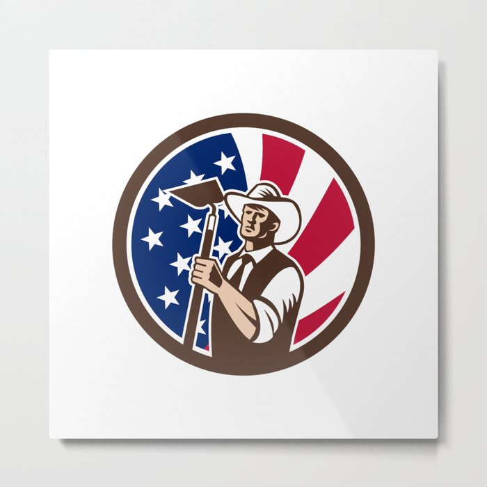 American Organic Farmer USA Flag Icon Metal Print