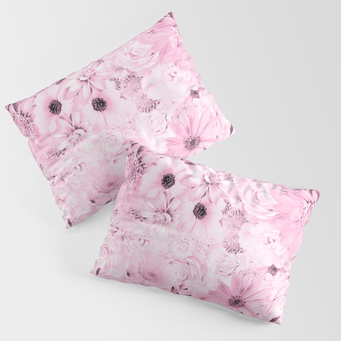 blush pink floral bouquet aesthetic assemblage Pillow Sham
