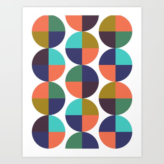 mod circles pattern Art Print