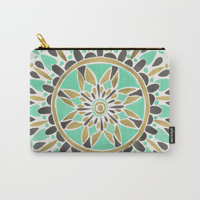 Mint & Gold Mandala Carry-All Pouch