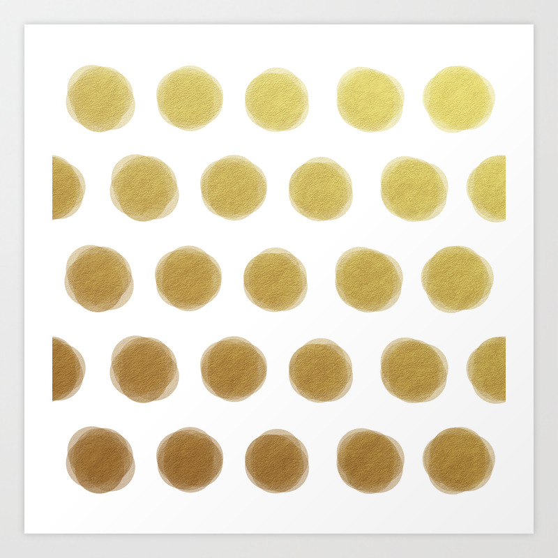 Painted Polka Dots Gold Art Print By Herart Society6