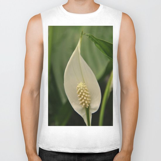 white flower Biker Tank