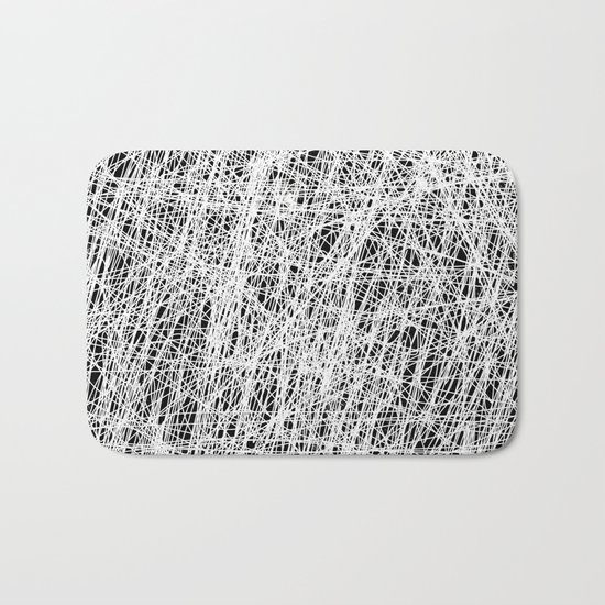 Web Of Confusion - Black and white, abstract painting Bath Mat