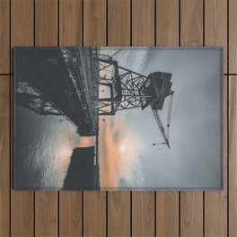 Industrial crane at sunset in Brooklyn Red Hook in New York City Outdoor Rug