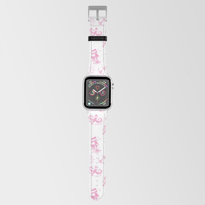 Pink Silhouettes Of Vintage Nautical Pattern Apple Watch Band