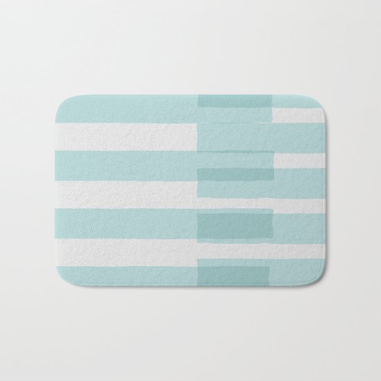 Big Stripes In Turquoise Bath Mat