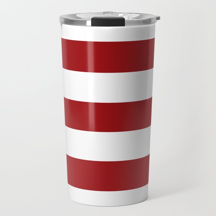 Spartan Crimson - solid color - white stripes pattern Travel Mug
