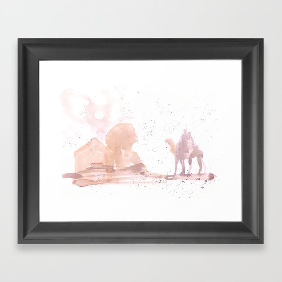 Watercolor landscape illustration_Egypt Framed Art Print