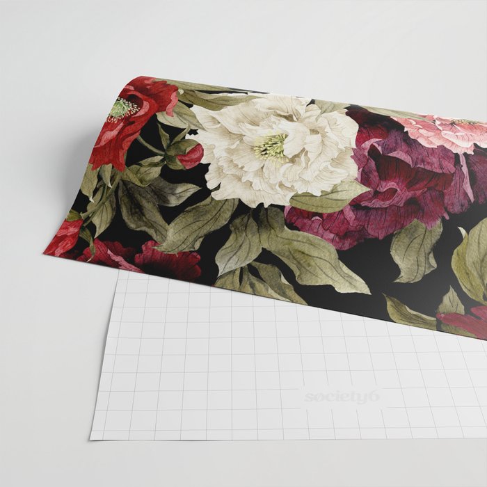 Dark Floral Pattern Wrapping Paper by FloralKingdom