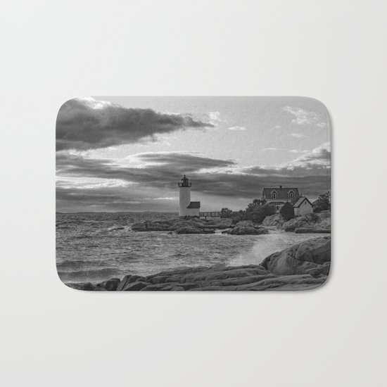 Annisquam Lighthouse Black and white Bath Mat