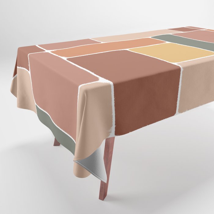 Terracotta Geometric Abstract Pattern Tablecloth