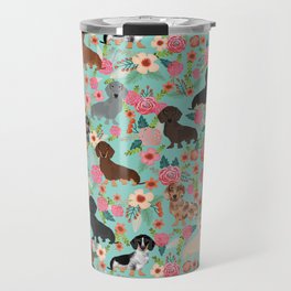 Dachshund floral dog breed pet patterns doxie dachsie gifts must haves Travel Mug