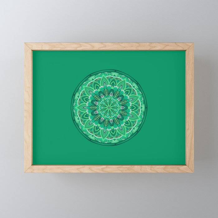 Shades of Green Mandala Framed Mini Art Print