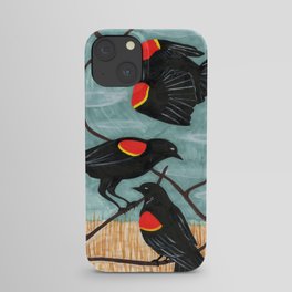 Red Winged Blackbirds in Marsh iPhone Case