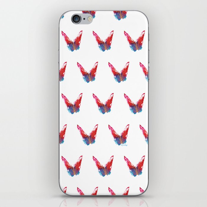 Abstract red and blue butterflies pattern with fan iPhone Skin
